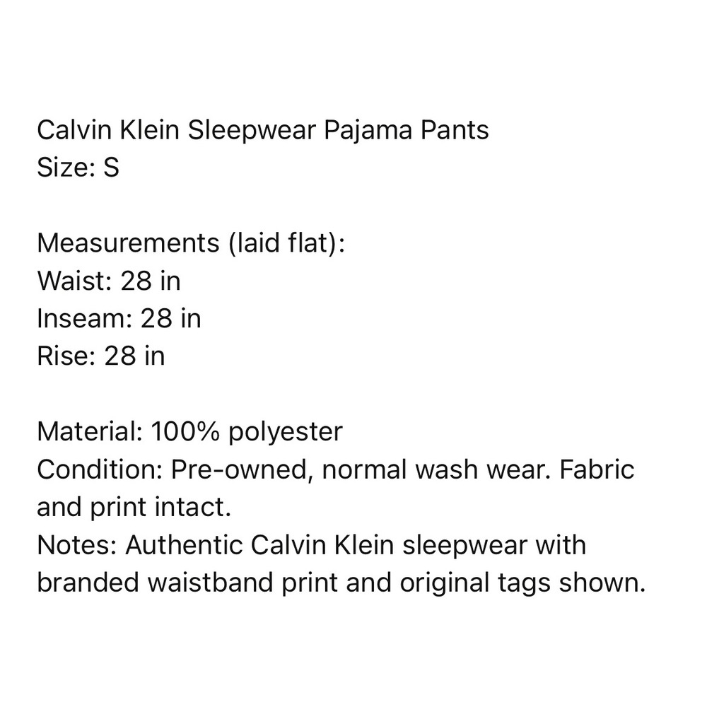 Calvin Klein Logo Print Pajama Pants Women's Small Black White‎ Lounge Sleep - Picture 2 of 9
